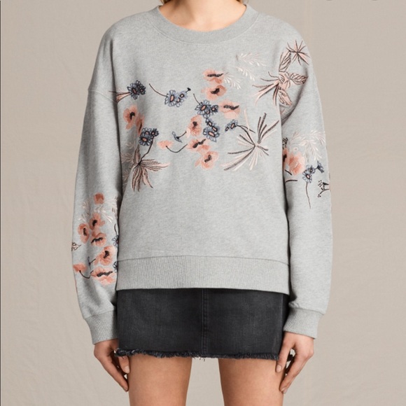 All Saints Jackets & Blazers - All saints embroidered cotton sweatshirt